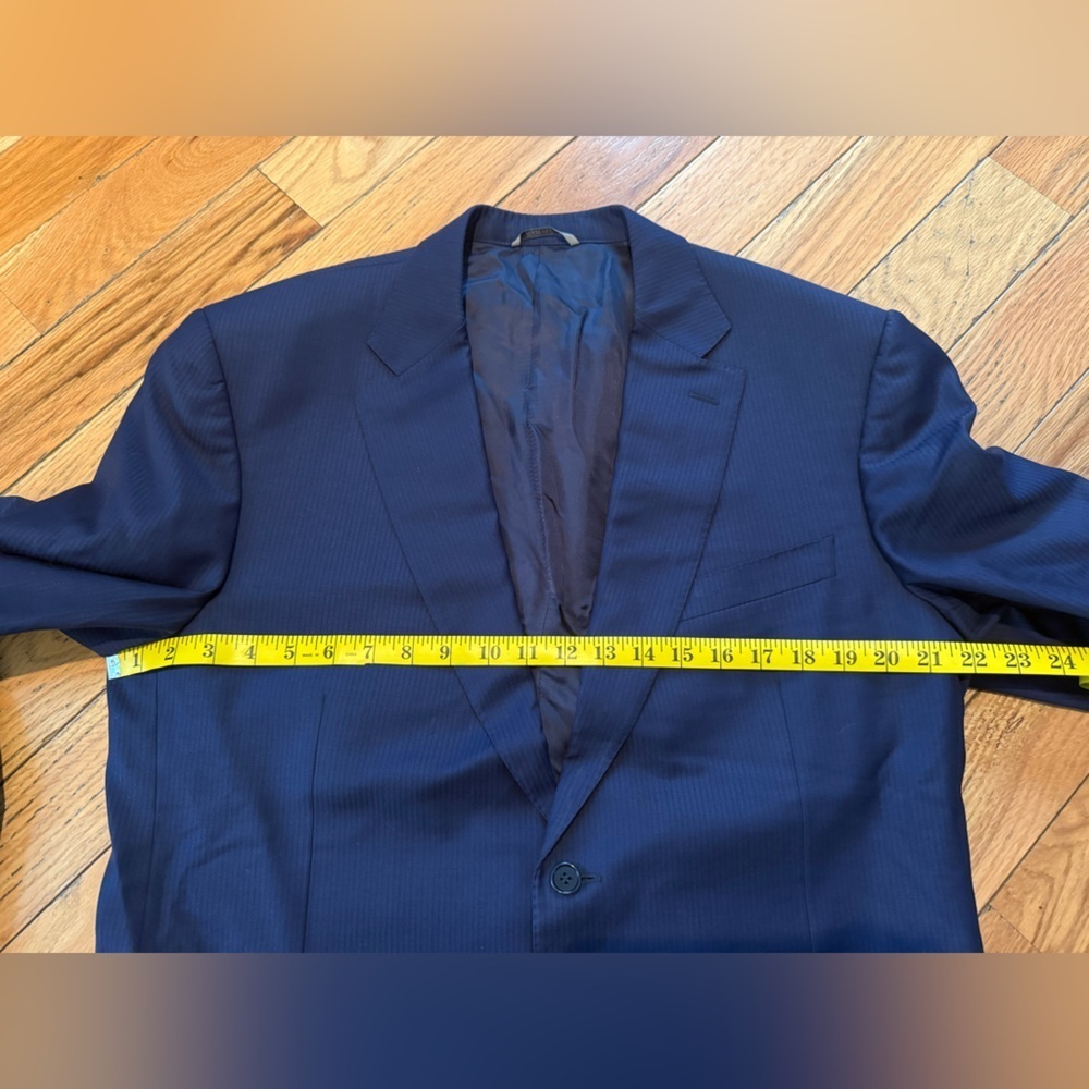 CANALI Travel + Water Resistant Navy Blue Striped Wool Sport Coat Men’s Size 46R - Picture 10 of 15